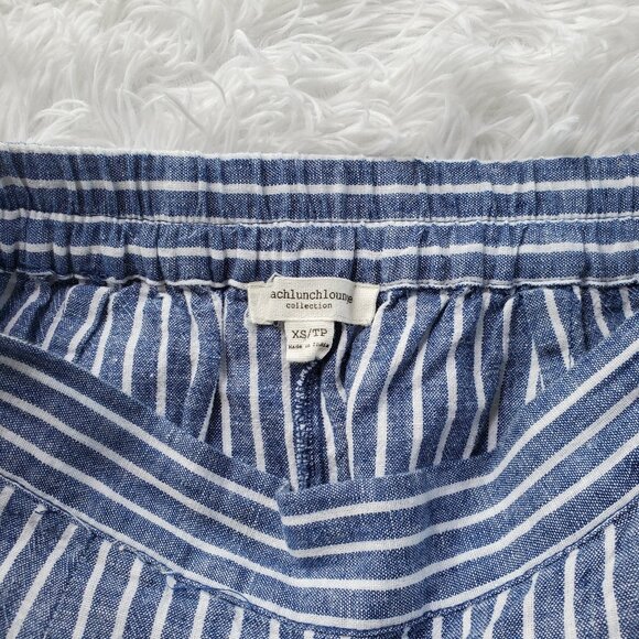 beachlunchlounge Linen Pants with Pockets - Blue and White Vertical Stripe - Picture 3 of 10